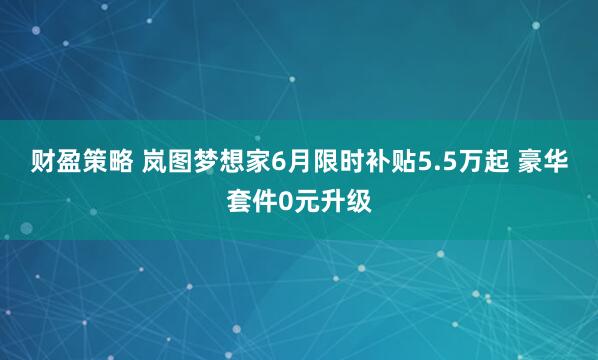 财盈策略 岚图梦想家6月限时补贴5.5万起 豪华套件0元升级