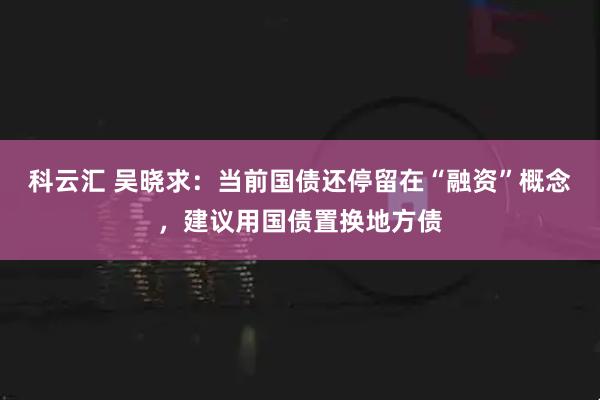 科云汇 吴晓求：当前国债还停留在“融资”概念，建议用国债置换地方债